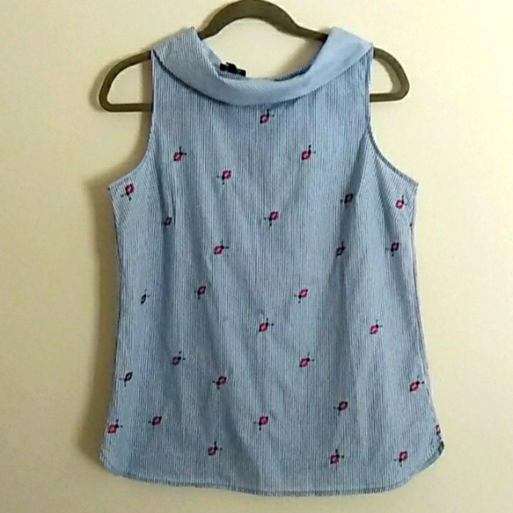 Talbot's Ladybug Stripe Sleeveless Top SZ M/P